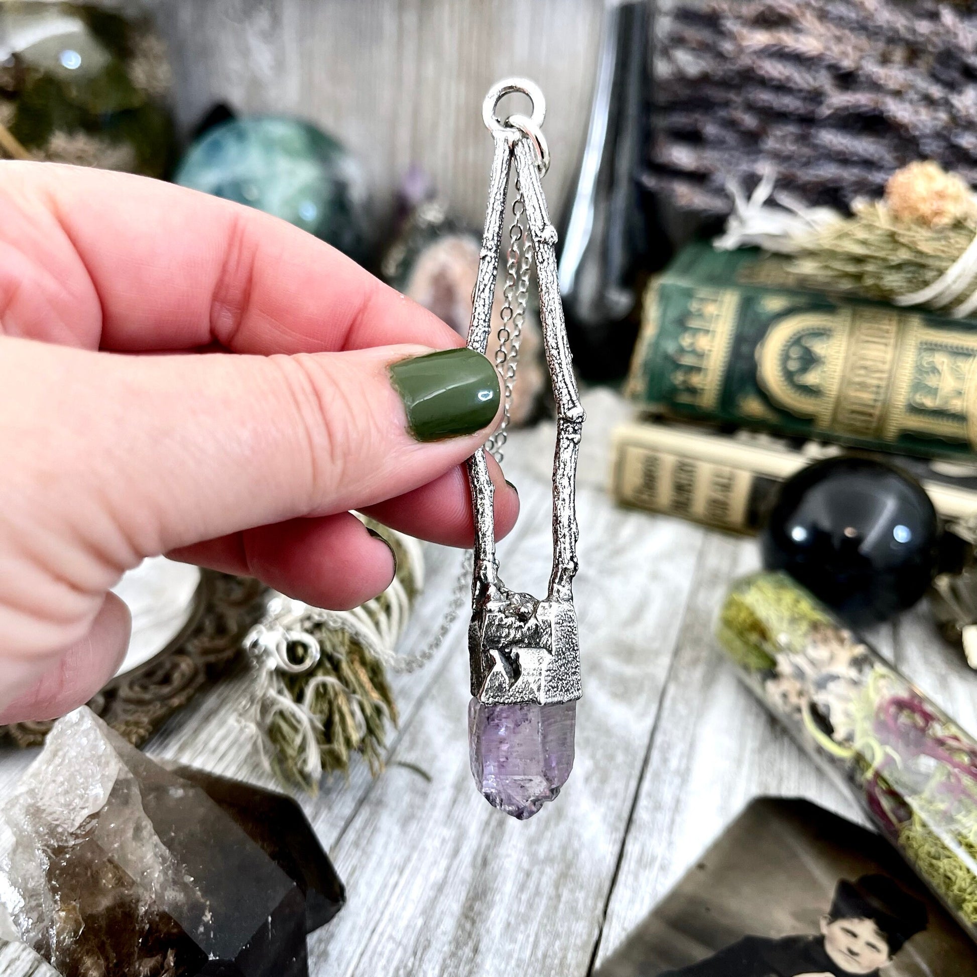 Amethyst Jewelry, big crystal Necklace, Big Gothic Necklace, Bohemian Jewelry, Crystal Necklaces, Crystal Pendant, Etsy ID: 1664837373, FOXLARK- NECKLACES, Jewelry, nature inspired, Necklaces, Quartz Necklace, Silver Jewelry, Silver Necklace, Silver Stone