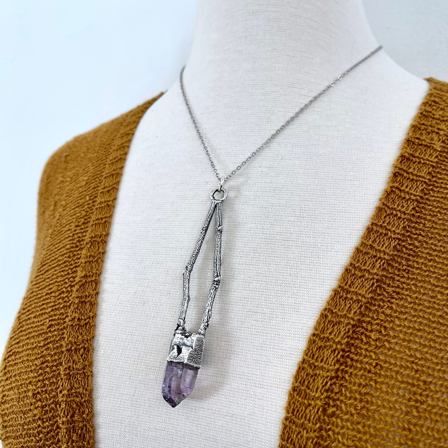 Amethyst Jewelry, big crystal Necklace, Big Gothic Necklace, Bohemian Jewelry, Crystal Necklaces, Crystal Pendant, Etsy ID: 1664837373, FOXLARK- NECKLACES, Jewelry, nature inspired, Necklaces, Quartz Necklace, Silver Jewelry, Silver Necklace, Silver Stone