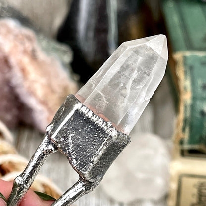 big crystal Necklace, Big Gothic Necklace, Bohemian Jewelry, Crystal Necklaces, Crystal Pendant, Etsy ID: 1650750684, FOXLARK- NECKLACES, Jewelry, nature inspired, Necklaces, Raw Clear Quartz, Silver Jewelry, Silver Necklace, Silver Stone Jewelry, Stateme