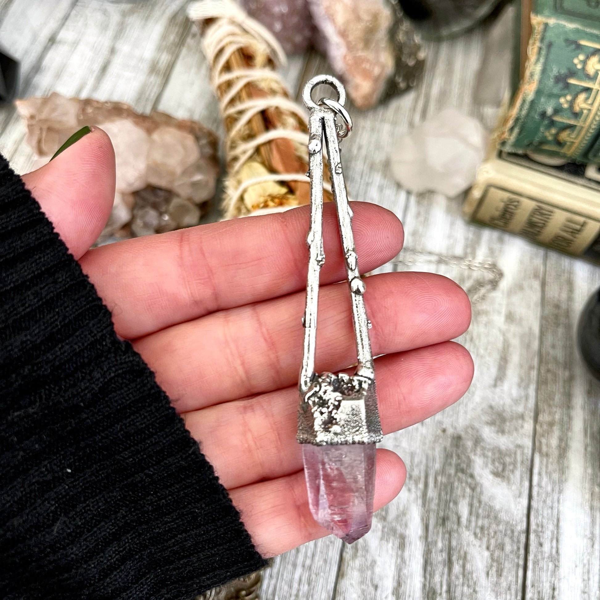 Amethyst Jewelry, big crystal Necklace, Big Gothic Necklace, Bohemian Jewelry, Crystal Necklaces, Crystal Pendant, Etsy ID: 1650772452, FOXLARK- NECKLACES, Jewelry, nature inspired, Necklaces, Quartz Necklace, Silver Jewelry, Silver Necklace, Silver Stone