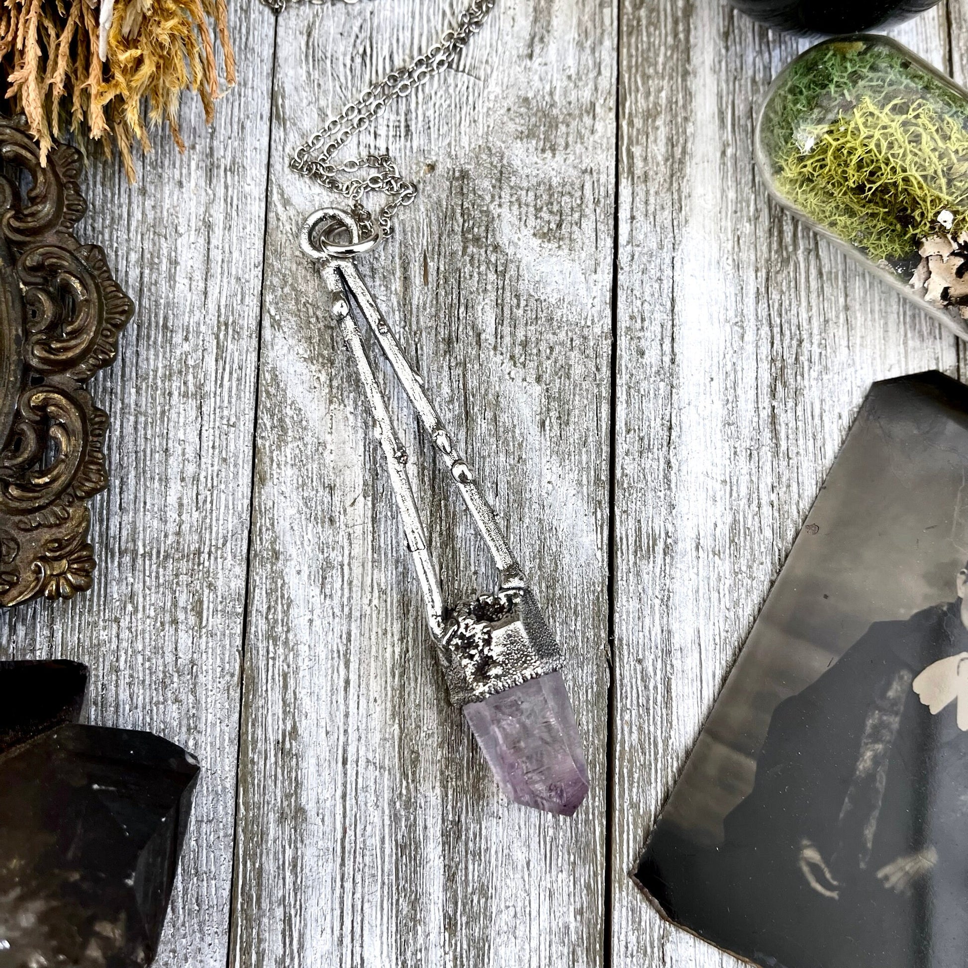 Amethyst Jewelry, big crystal Necklace, Big Gothic Necklace, Bohemian Jewelry, Crystal Necklaces, Crystal Pendant, Etsy ID: 1650772452, FOXLARK- NECKLACES, Jewelry, nature inspired, Necklaces, Quartz Necklace, Silver Jewelry, Silver Necklace, Silver Stone