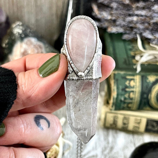 Big Crystal Necklace, Bohemian Jewelry, Crystal Jewelry, Crystal Necklaces, Etsy ID: 1655485574, FOXLARK- NECKLACES, Jewelry, Large Crystal, Large Raw Crystal, Necklaces, Quartz Jewelry, Raw crystal jewelry, raw crystal necklace, Raw Stone Necklace, Rose