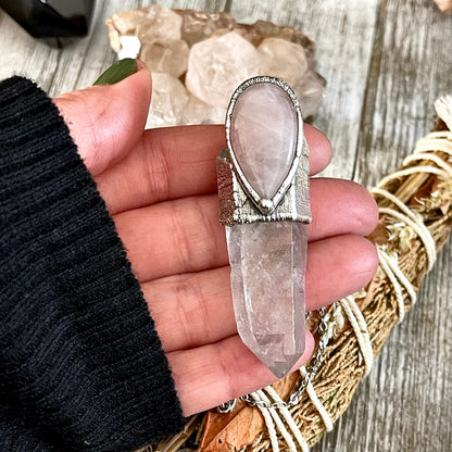 Big Crystal Necklace, Bohemian Jewelry, Crystal Jewelry, Crystal Necklaces, Etsy ID: 1655485574, FOXLARK- NECKLACES, Jewelry, Large Crystal, Large Raw Crystal, Necklaces, Quartz Jewelry, Raw crystal jewelry, raw crystal necklace, Raw Stone Necklace, Rose