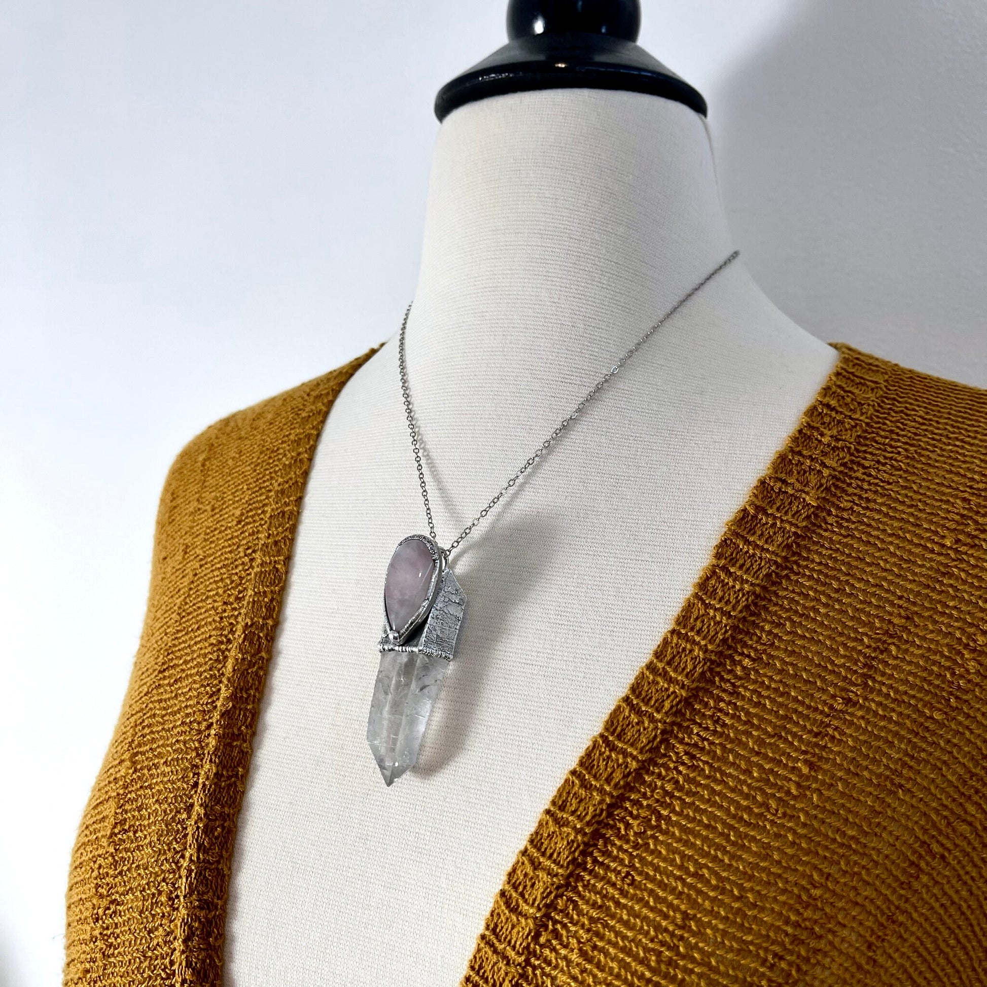 Big Crystal Necklace, Bohemian Jewelry, Crystal Jewelry, Crystal Necklaces, Etsy ID: 1655485574, FOXLARK- NECKLACES, Jewelry, Large Crystal, Large Raw Crystal, Necklaces, Quartz Jewelry, Raw crystal jewelry, raw crystal necklace, Raw Stone Necklace, Rose