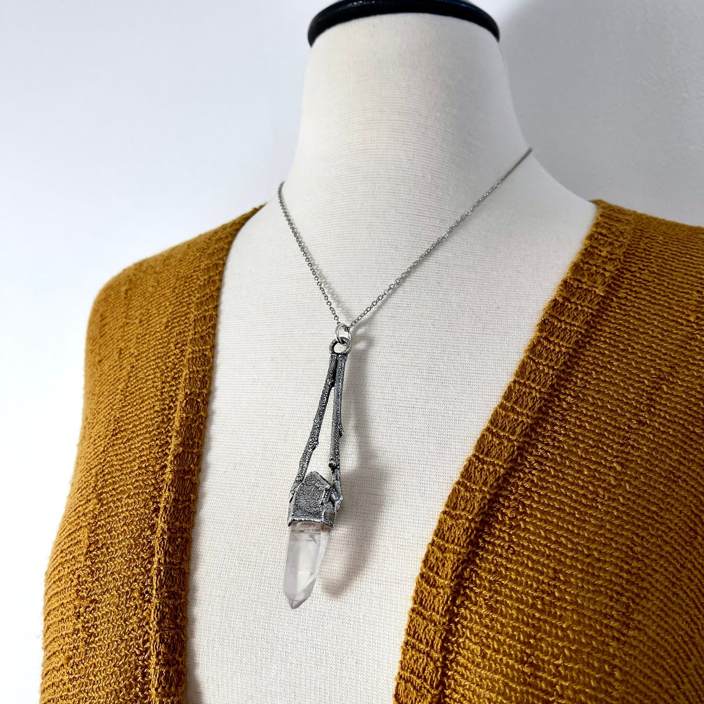 big crystal Necklace, Big Gothic Necklace, Bohemian Jewelry, Crystal Necklaces, Crystal Pendant, Etsy ID: 1650753536, FOXLARK- NECKLACES, Jewelry, nature inspired, Necklaces, Raw clear quartz, Silver Jewelry, Silver Necklace, Silver Stone Jewelry, Stateme