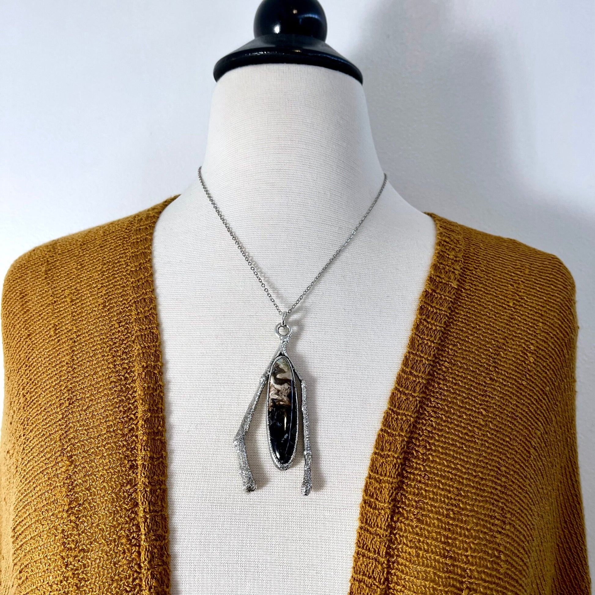 big crystal Necklace, Big Gothic Necklace, Bohemian Jewelry, Crystal Necklaces, Crystal Pendant, Etsy ID: 1634808953, FOXLARK- NECKLACES, Jewelry, nature inspired, Necklaces, palm root necklace, Silver Jewelry, Silver Necklace, Silver Stone Jewelry, State