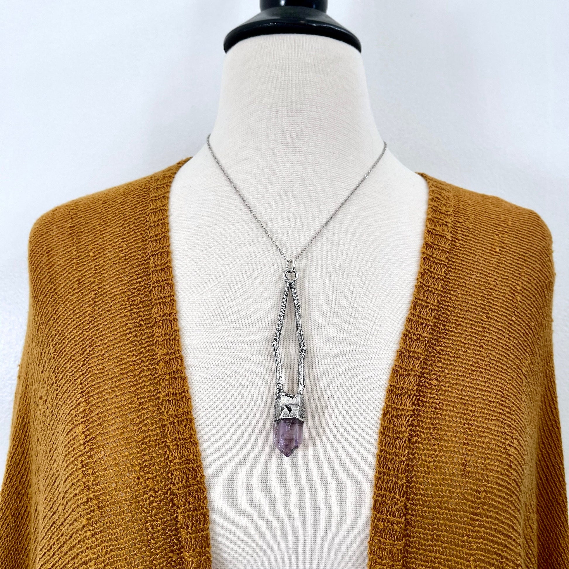 Amethyst Jewelry, big crystal Necklace, Big Gothic Necklace, Bohemian Jewelry, Crystal Necklaces, Crystal Pendant, Etsy ID: 1664837373, FOXLARK- NECKLACES, Jewelry, nature inspired, Necklaces, Quartz Necklace, Silver Jewelry, Silver Necklace, Silver Stone