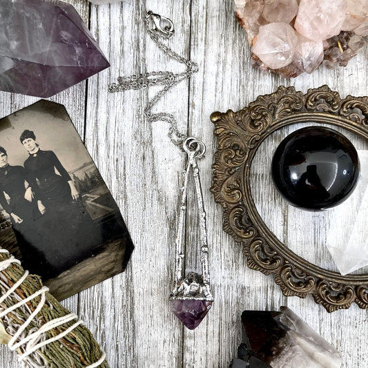 amethyst necklace, big crystal Necklace, Big Gothic Necklace, Bohemian Jewelry, Crystal Necklaces, Crystal Pendant, Etsy ID: 1650747206, FOXLARK- NECKLACES, Jewelry, nature inspired, Necklaces, Silver Jewelry, Silver Necklace, Silver Stone Jewelry, Statem