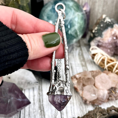 amethyst necklace, big crystal Necklace, Big Gothic Necklace, Bohemian Jewelry, Crystal Necklaces, Crystal Pendant, Etsy ID: 1650747206, FOXLARK- NECKLACES, Jewelry, nature inspired, Necklaces, Silver Jewelry, Silver Necklace, Silver Stone Jewelry, Statem