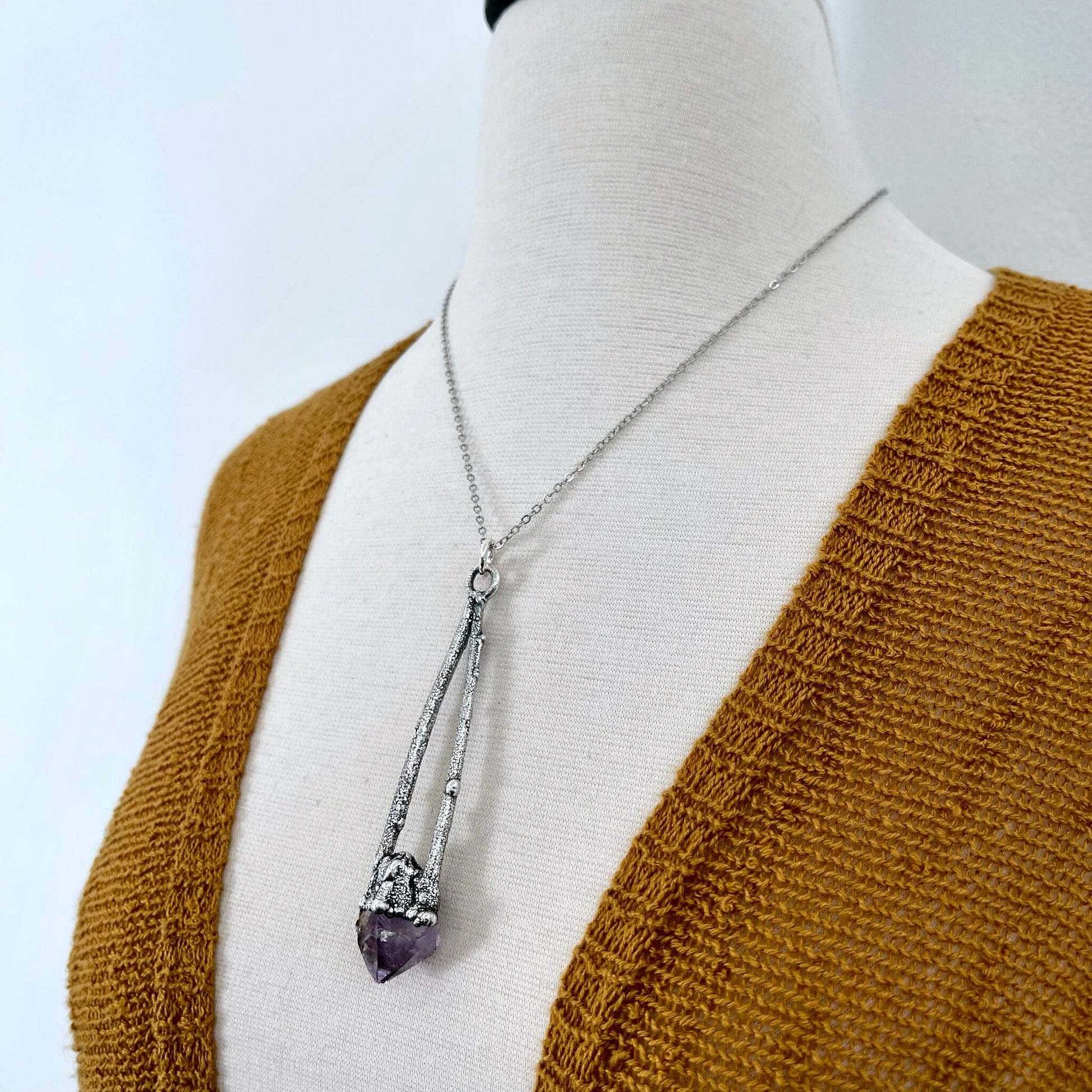 amethyst necklace, big crystal Necklace, Big Gothic Necklace, Bohemian Jewelry, Crystal Necklaces, Crystal Pendant, Etsy ID: 1650747206, FOXLARK- NECKLACES, Jewelry, nature inspired, Necklaces, Silver Jewelry, Silver Necklace, Silver Stone Jewelry, Statem