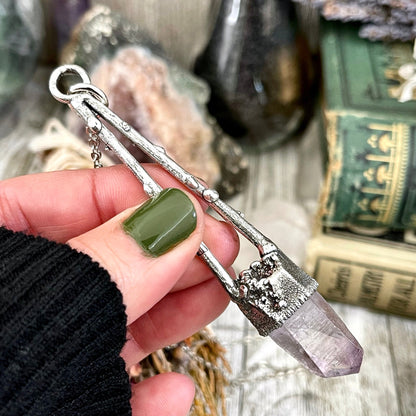 Amethyst Jewelry, big crystal Necklace, Big Gothic Necklace, Bohemian Jewelry, Crystal Necklaces, Crystal Pendant, Etsy ID: 1650772452, FOXLARK- NECKLACES, Jewelry, nature inspired, Necklaces, Quartz Necklace, Silver Jewelry, Silver Necklace, Silver Stone