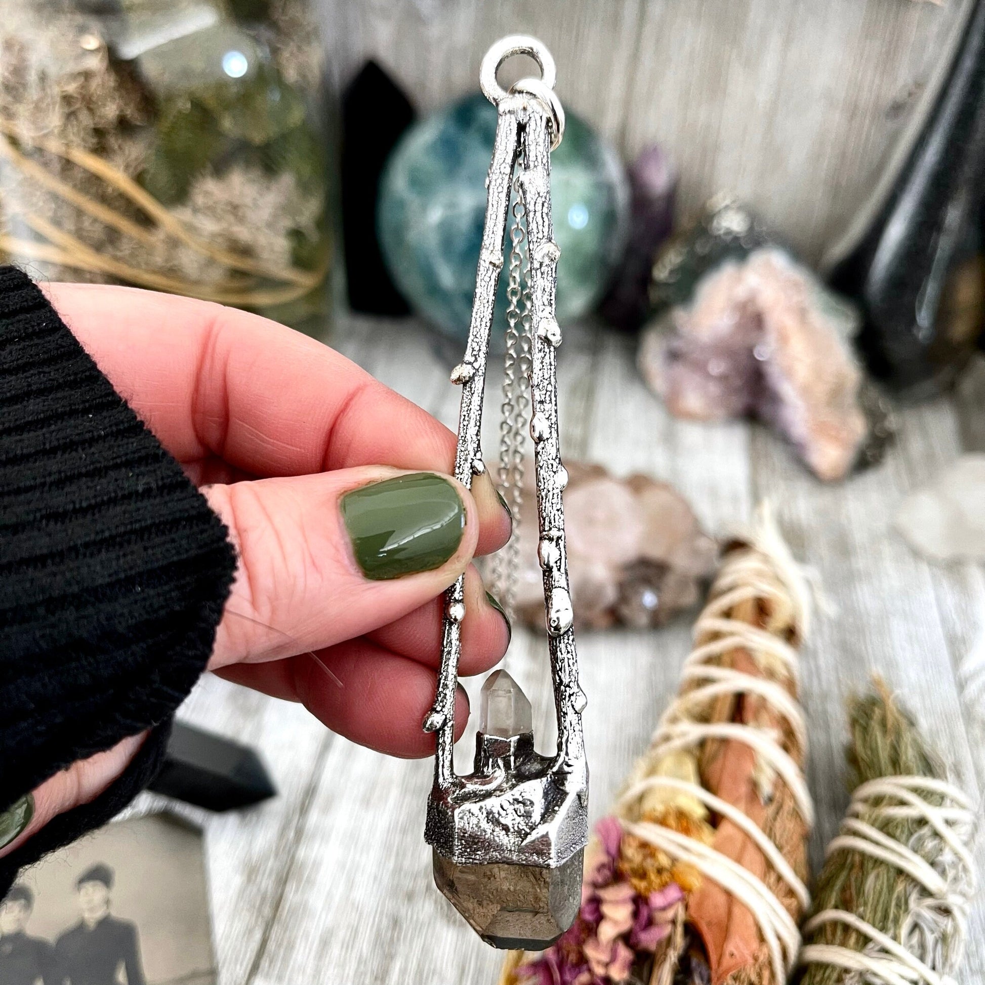 big crystal Necklace, Big Gothic Necklace, Bohemian Jewelry, Crystal Jewelry, Crystal Necklaces, Crystal Pendant, Etsy ID: 1655475970, FOXLARK- NECKLACES, Jewelry, nature inspired, Necklaces, Quartz Jewelry, Quartz pendent, Silver Jewelry, Silver Necklace