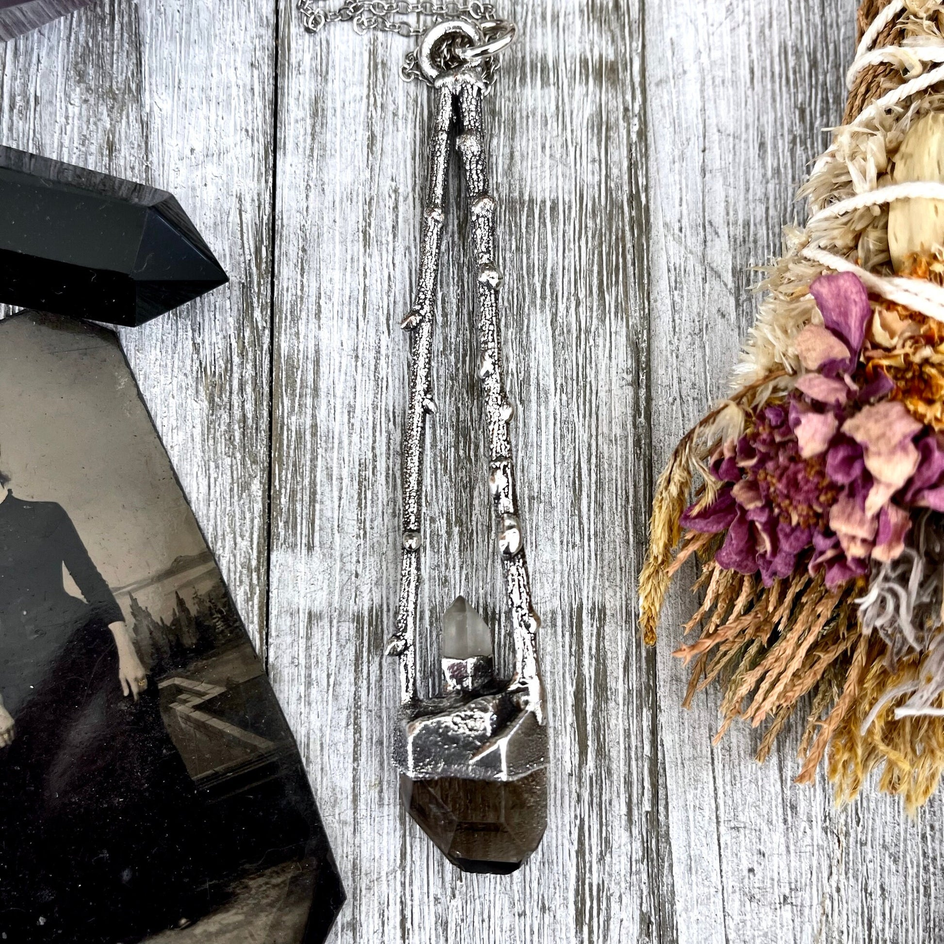 big crystal Necklace, Big Gothic Necklace, Bohemian Jewelry, Crystal Jewelry, Crystal Necklaces, Crystal Pendant, Etsy ID: 1655475970, FOXLARK- NECKLACES, Jewelry, nature inspired, Necklaces, Quartz Jewelry, Quartz pendent, Silver Jewelry, Silver Necklace