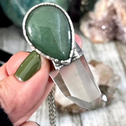 Aventurine jewelry, Big Crystal Necklace, Bohemian Jewelry, Crystal Jewelry, Crystal Necklaces, Etsy ID: 1655489832, FOXLARK- NECKLACES, Jewelry, Large Crystal, Large Raw Crystal, Necklaces, Quartz pendent, Raw crystal jewelry, raw crystal necklace, Raw S